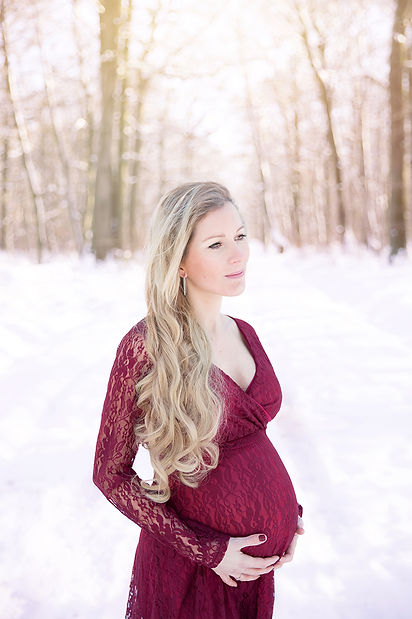 grossesse neige robe rouge Eternity Photography